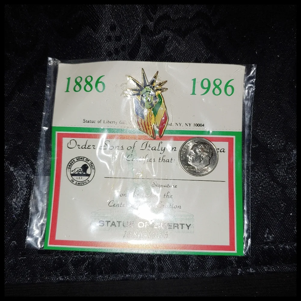 Statue of Liberty Centennial Celebration Pin 1886-1986, Sons of Italy